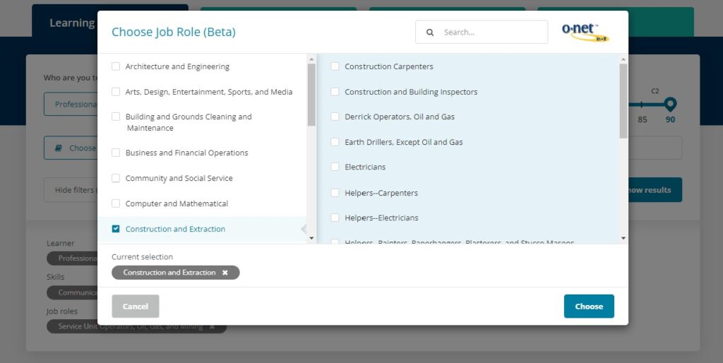 a screenshot of the GSE Teacher toolkit showing the job role option. 